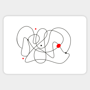 Minimalist Line Art Abstract Black White And Red Sticker